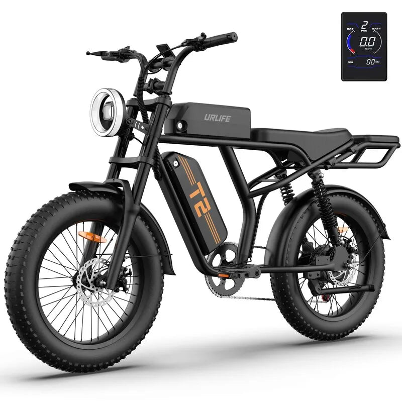 URLIFE T2 1500W E-Bike 48V 15.6Ah Battery 28MPH 100Mi Range 20X4" Fat Tire Free Shipping