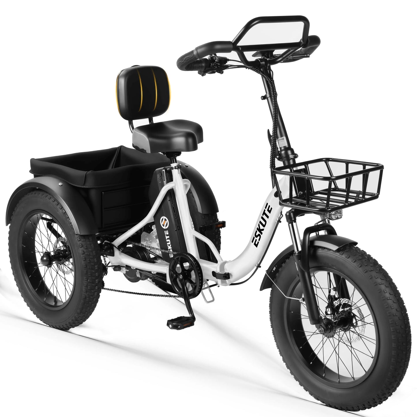 ESKUTE T300 Pro Electric Trike for Adults, 998.4Wh Battery, 1200W Peak Motor, 20"x4.0" Fat Tires, Foldable 3-Wheel E-Bike