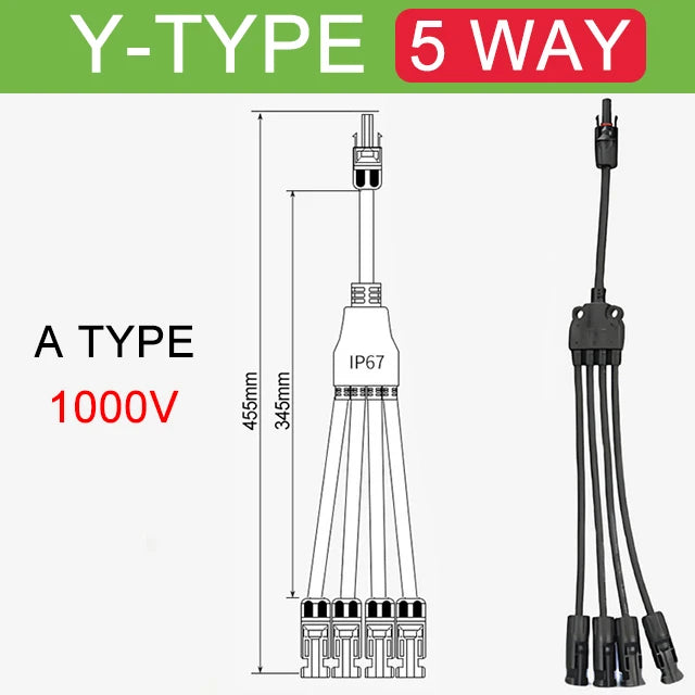 1Sets Photovoltaic Solar Connector 1000V 30A Male Female 3-Way 4-Way 5-Way Plug DC PV Y Type 1 To 2/3/4 Adapter