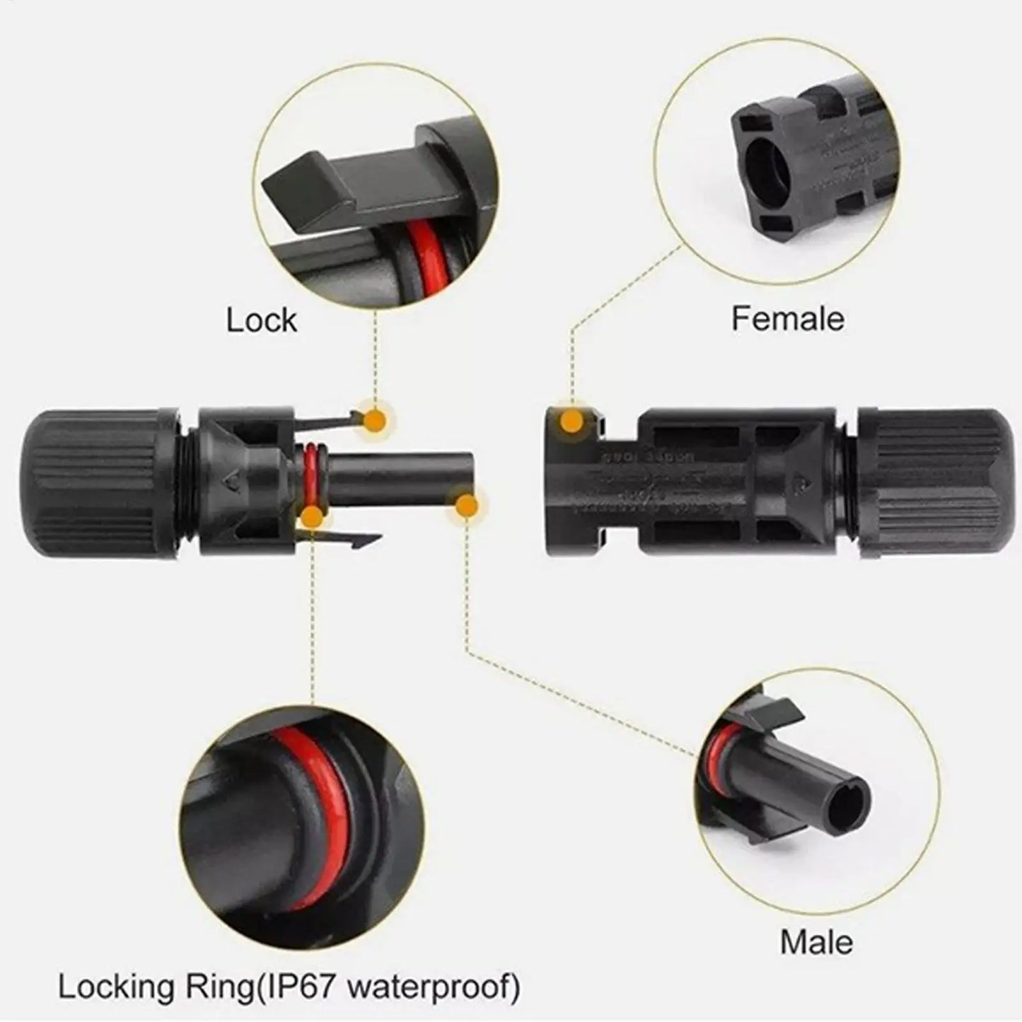 10pcs Solar Connectors 1000V 30ASolar Panel Branch PV Connectors Photovoltaic Connect solar MC4 Waterproof Kit