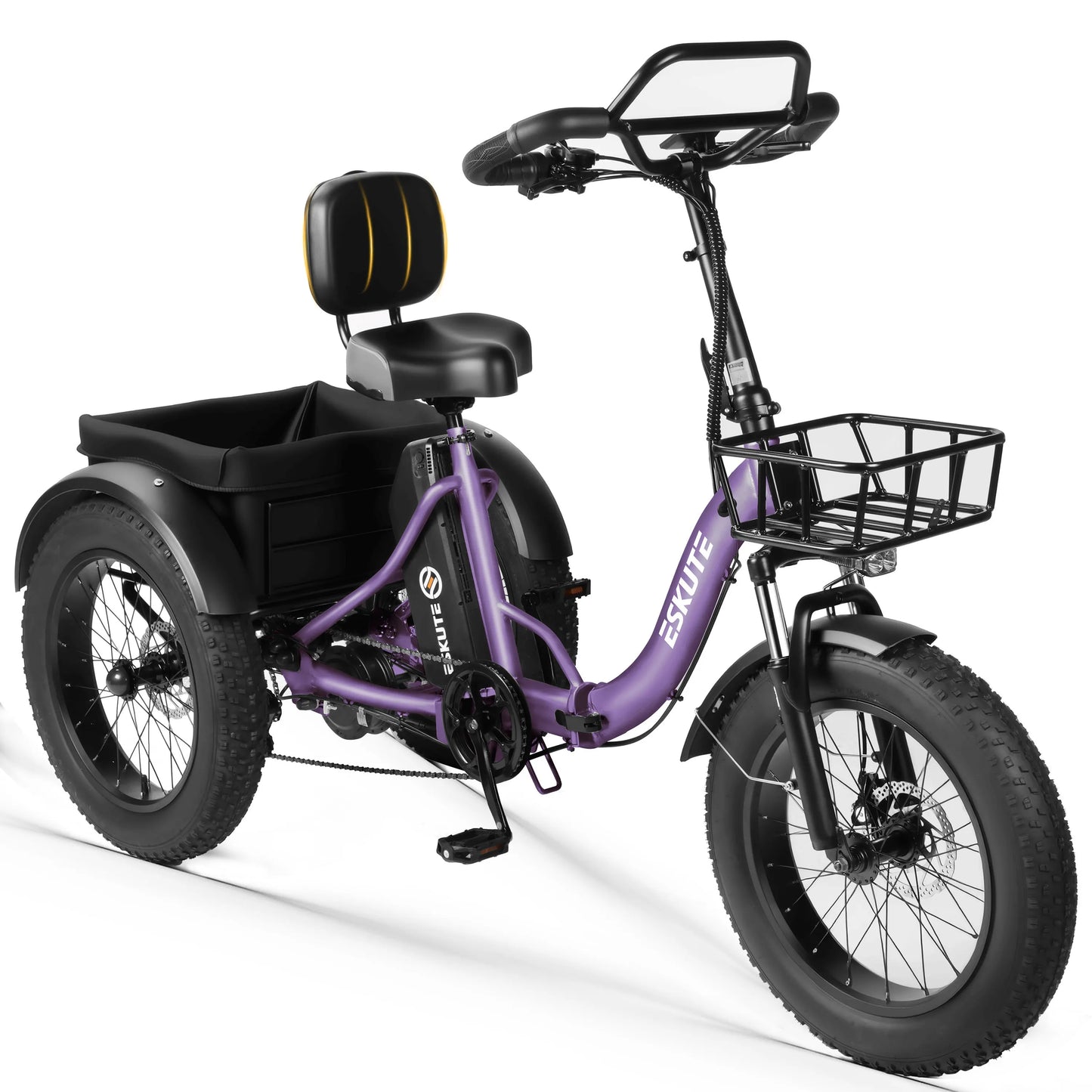 ESKUTE T300 Pro Electric Trike for Adults, 998.4Wh Battery, 1200W Peak Motor, 20"x4.0" Fat Tires, Foldable 3-Wheel E-Bike