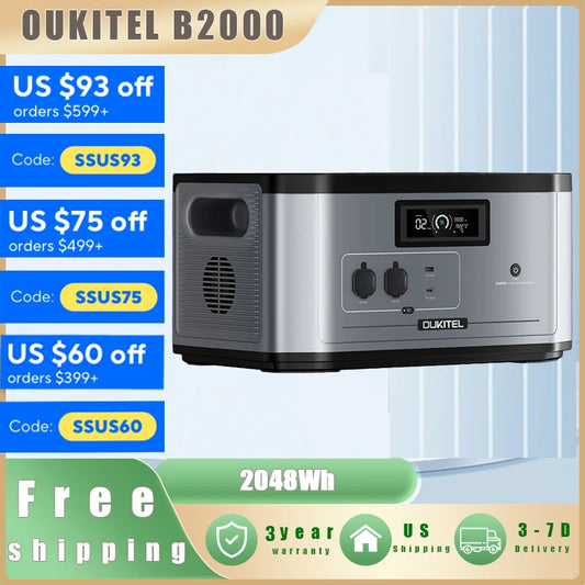 OUKITEL B2000 Additional battery pack Portable Power Station Solar Generator 2048Wh capacity Battery Home Backup Outdoor Camping