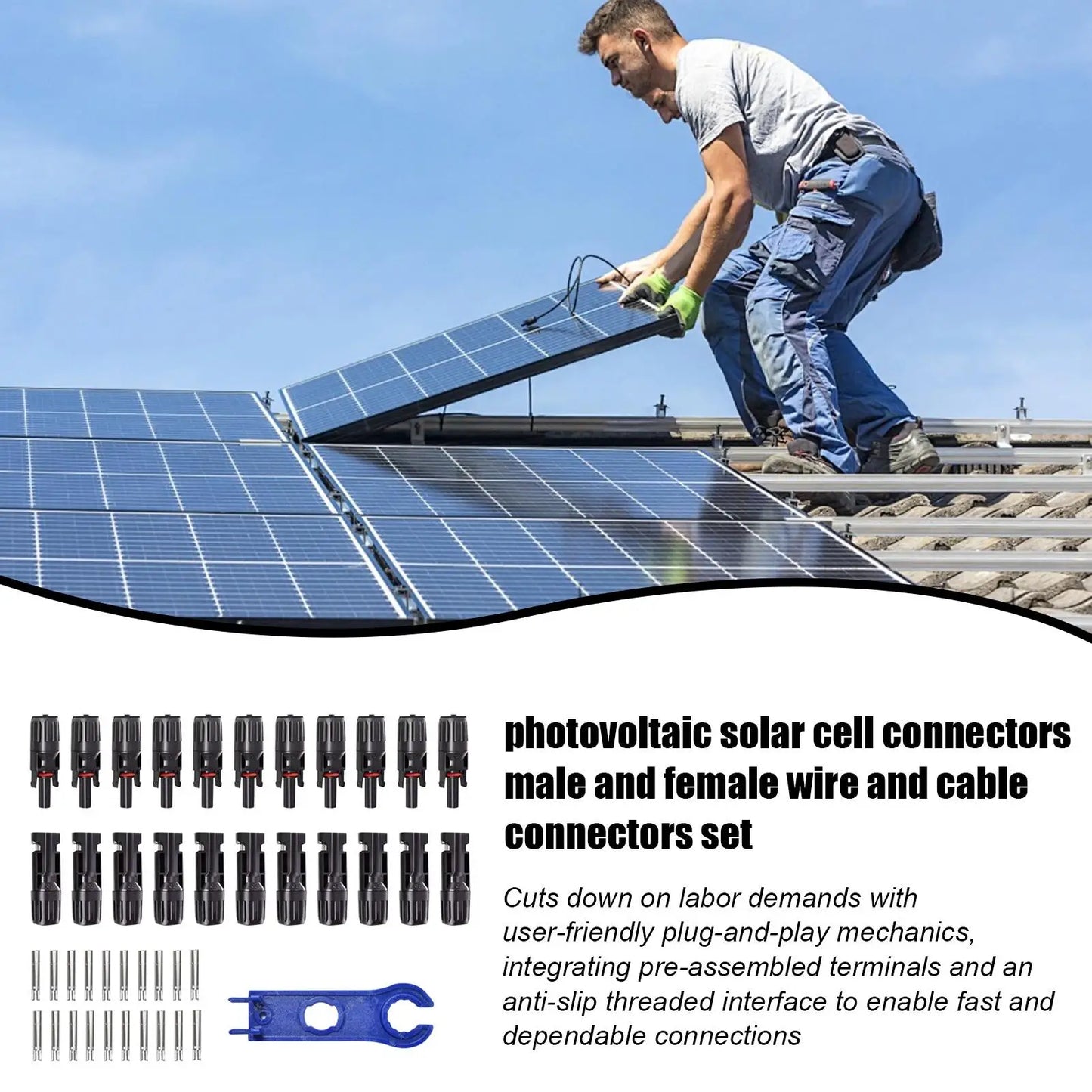 10pcs Solar Connectors 1000V 30ASolar Panel Branch PV Connectors Photovoltaic Connect solar MC4 Waterproof Kit