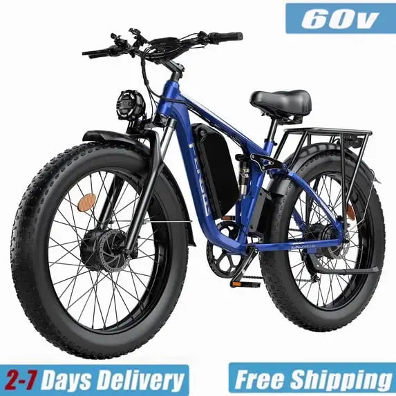 FENGQS Q8PLUS 6000W\5000W dual motor mountain electric vehicle 60V1200WH large battery, 100 kilometer range, hydraulic disc brake with turn signal.Fully shock-absorbing structure
