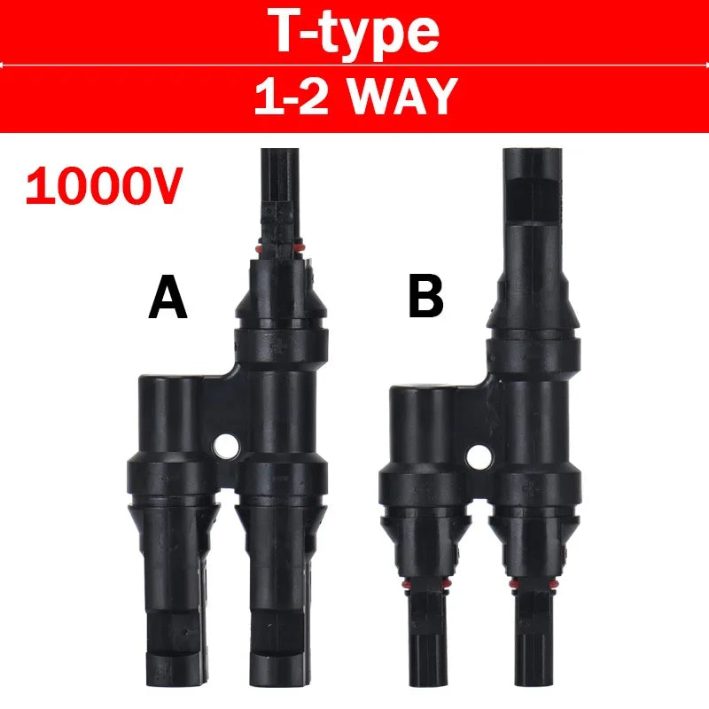Photovoltaic Solar PV Connector Kit - Y/T Type, 30A 1000V, 3/4/5/6/7 Way Branch, for PV/MC Cable 2.5/4/6mm², Battery Module