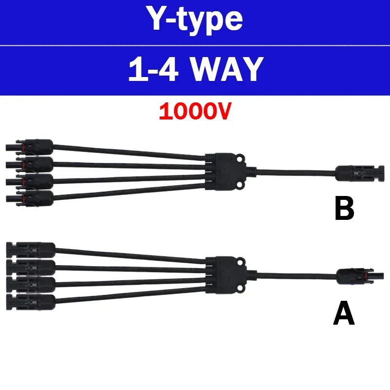 Photovoltaic Solar PV Connector Kit - Y/T Type, 30A 1000V, 3/4/5/6/7 Way Branch, for PV/MC Cable 2.5/4/6mm², Battery Module
