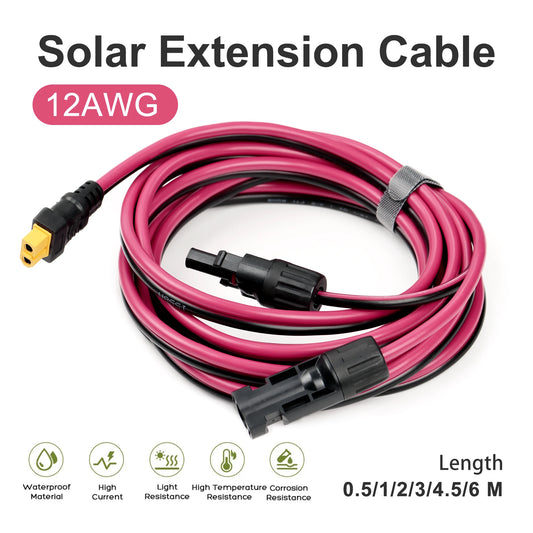 XT60 Female to Solar Panel Connector 12AWG Power Cord Energy Storage Charging Cable Photovoltaic Cells Solar System Accessories