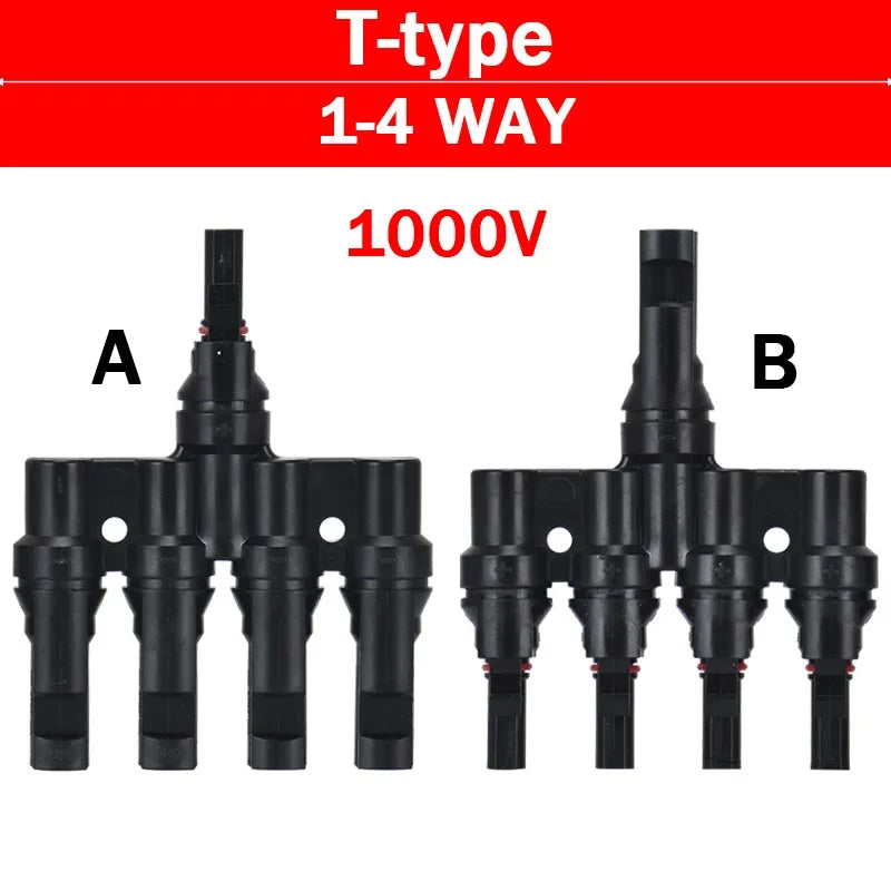 Photovoltaic Solar PV Connector Kit - Y/T Type, 30A 1000V, 3/4/5/6/7 Way Branch, for PV/MC Cable 2.5/4/6mm², Battery Module