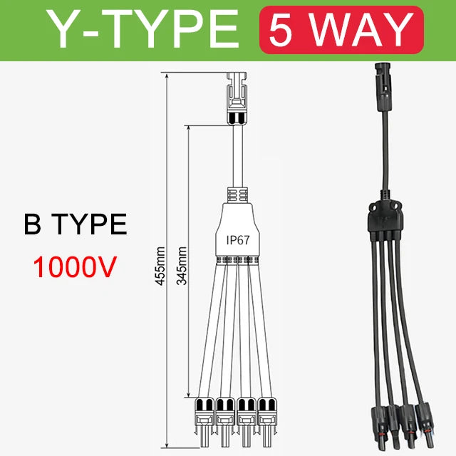 1Sets Photovoltaic Solar Connector 1000V 30A Male Female 3-Way 4-Way 5-Way Plug DC PV Y Type 1 To 2/3/4 Adapter