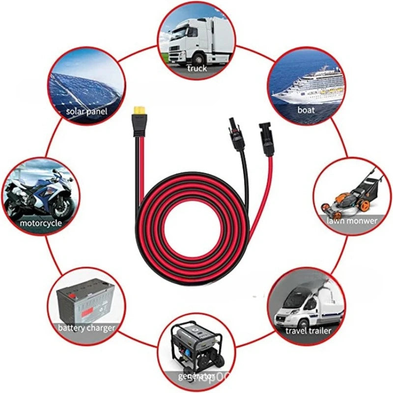 12AWG Solar Rubber-coated XT60 Connector To MC-4 Female Energy Storage Power Charging Cable XT60 Solar Panel Cable