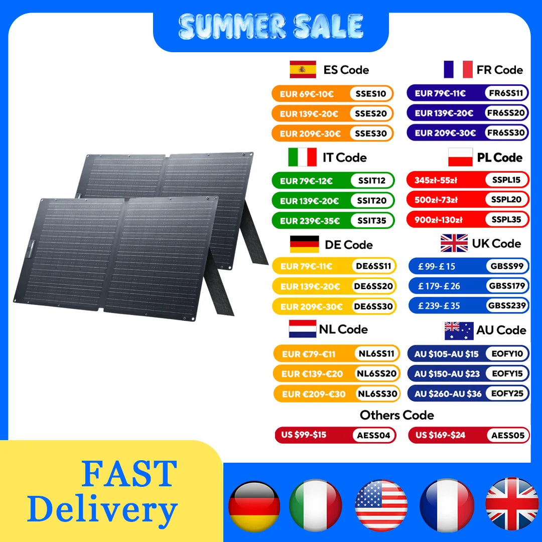 ALLPOWERS SE100 100W Solar Panel 100W/200W IP68 Waterproof Monocrystalline Foldable Solar Panel for Power Station Outdoor