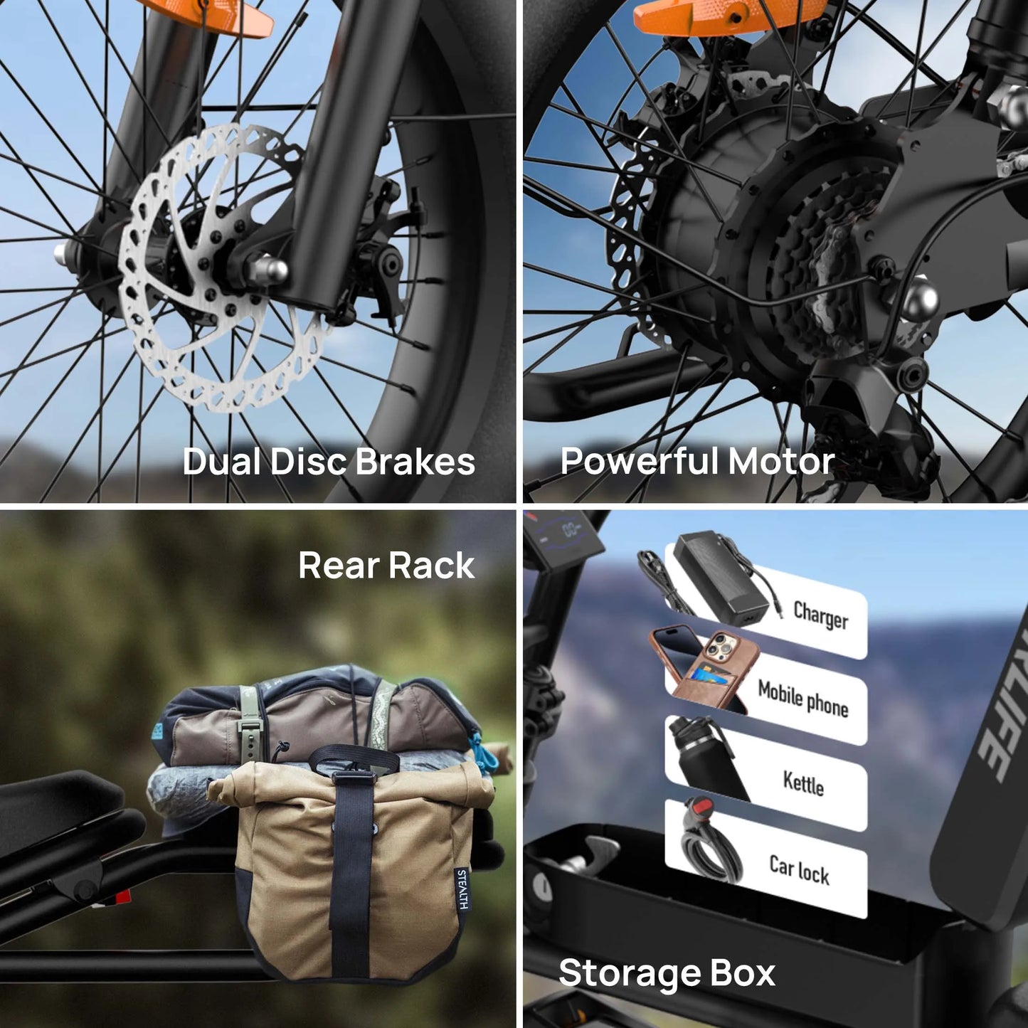 URLIFE T2 1500W E-Bike 48V 15.6Ah Battery 28MPH 100Mi Range 20X4" Fat Tire Free Shipping