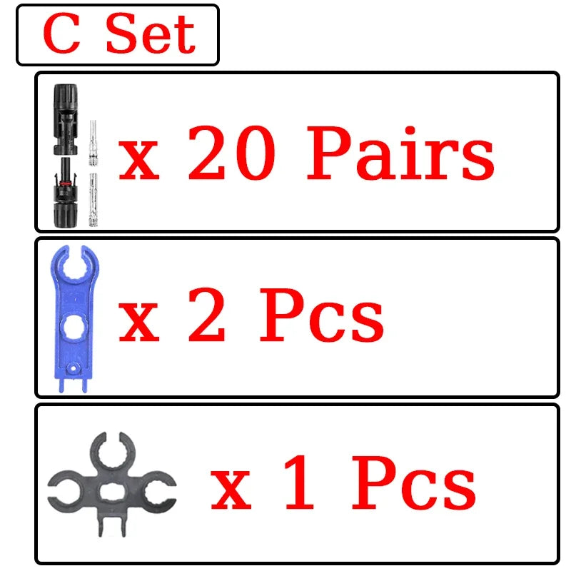 Photovoltaic Solar PV Connector Kit - Y/T Type, 30A 1000V, 3/4/5/6/7 Way Branch, for PV/MC Cable 2.5/4/6mm², Battery Module