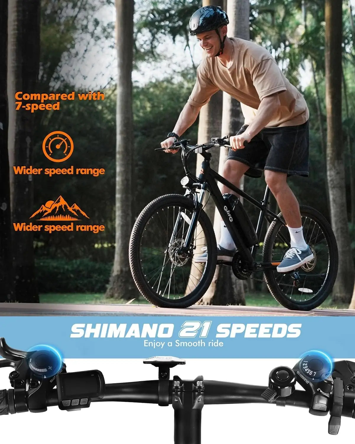 Racer Electric Bike for Adults - 21-Speed Mountain Lightweight Ebike with Peak 1000W/750W 25MPH/22MPH Brushless Motor, 375Wh Rem
