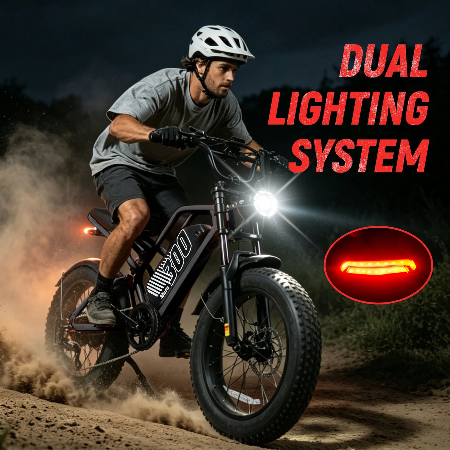 ESKUTE V300 Electric Dirt Bike, 35MPH,52V20.8Ah Battery, 20" x4.0 Fat Tire,1500W, 7-Speed Dual Suspension  Motorcycle, 80 Mil