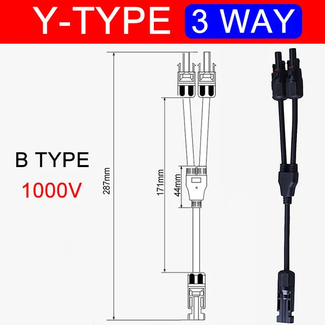 1Sets Photovoltaic Solar Connector 1000V 30A Male Female 3-Way 4-Way 5-Way Plug DC PV Y Type 1 To 2/3/4 Adapter