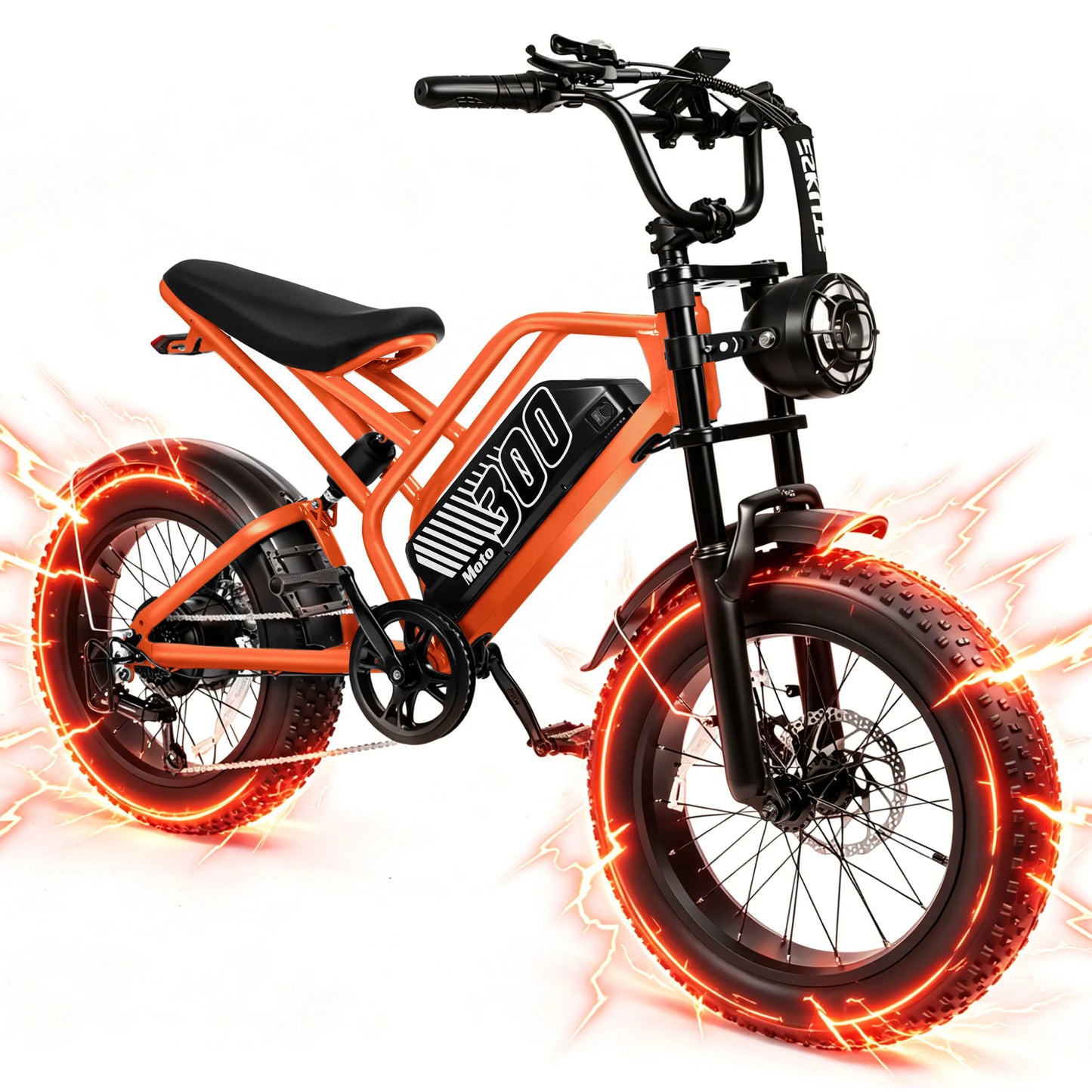 ESKUTE V300 Electric Dirt Bike, 35MPH,52V20.8Ah Battery, 20" x4.0 Fat Tire,1500W, 7-Speed Dual Suspension  Motorcycle, 80 Mil