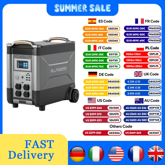 ALLPOWERS R4000 4000W Portable Power Station 3600Wh Solar Generator Expandable Battery with UPS for Camping Travel Power Outage
