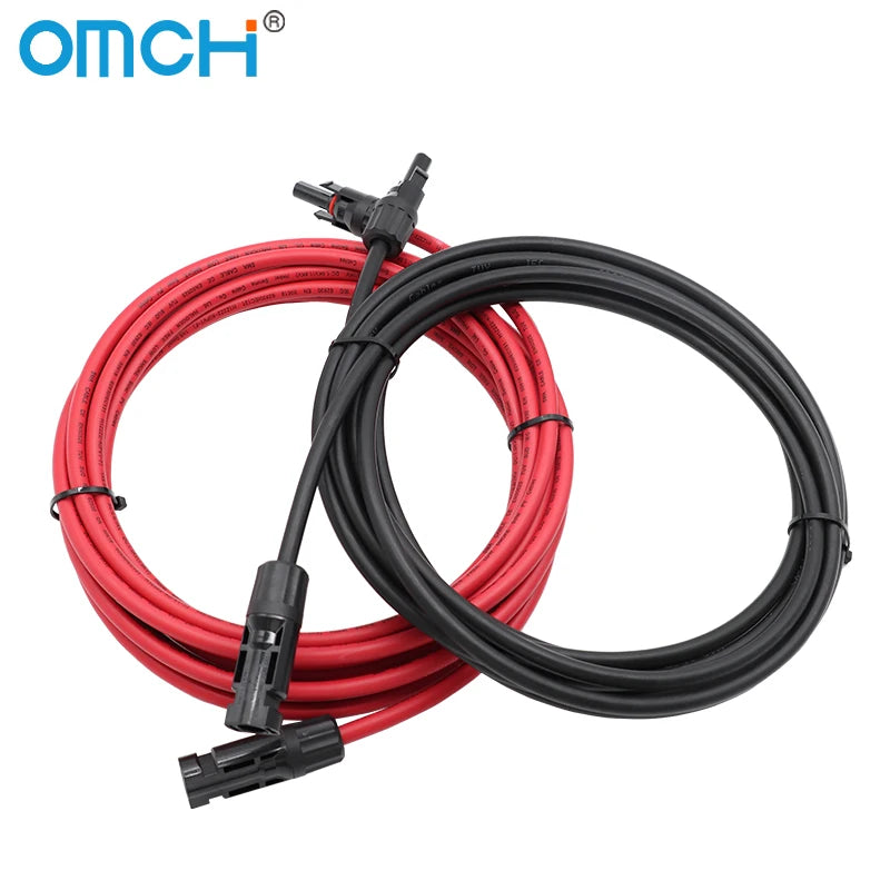 OMCH 1 Pair Aluminum Alloy Double Ends Solar Extension Cable with Connector 1/3/5m 10/12AWG 1000V Solar Cable Photovoltaic Wire