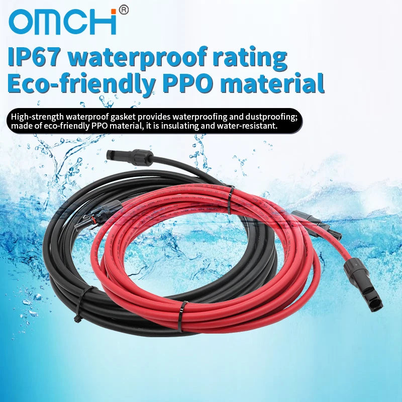 OMCH 1 Pair Aluminum Alloy Double Ends Solar Extension Cable with Connector 1/3/5m 10/12AWG 1000V Solar Cable Photovoltaic Wire