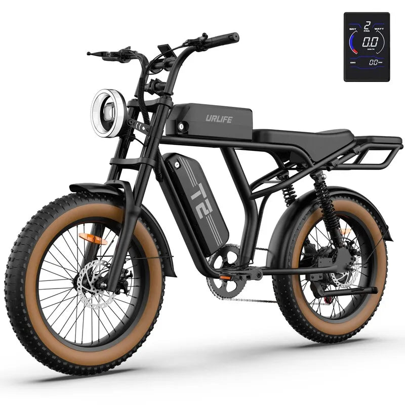 URLIFE T2 1500W E-Bike 48V 15.6Ah Battery 28MPH 100Mi Range 20X4" Fat Tire Free Shipping