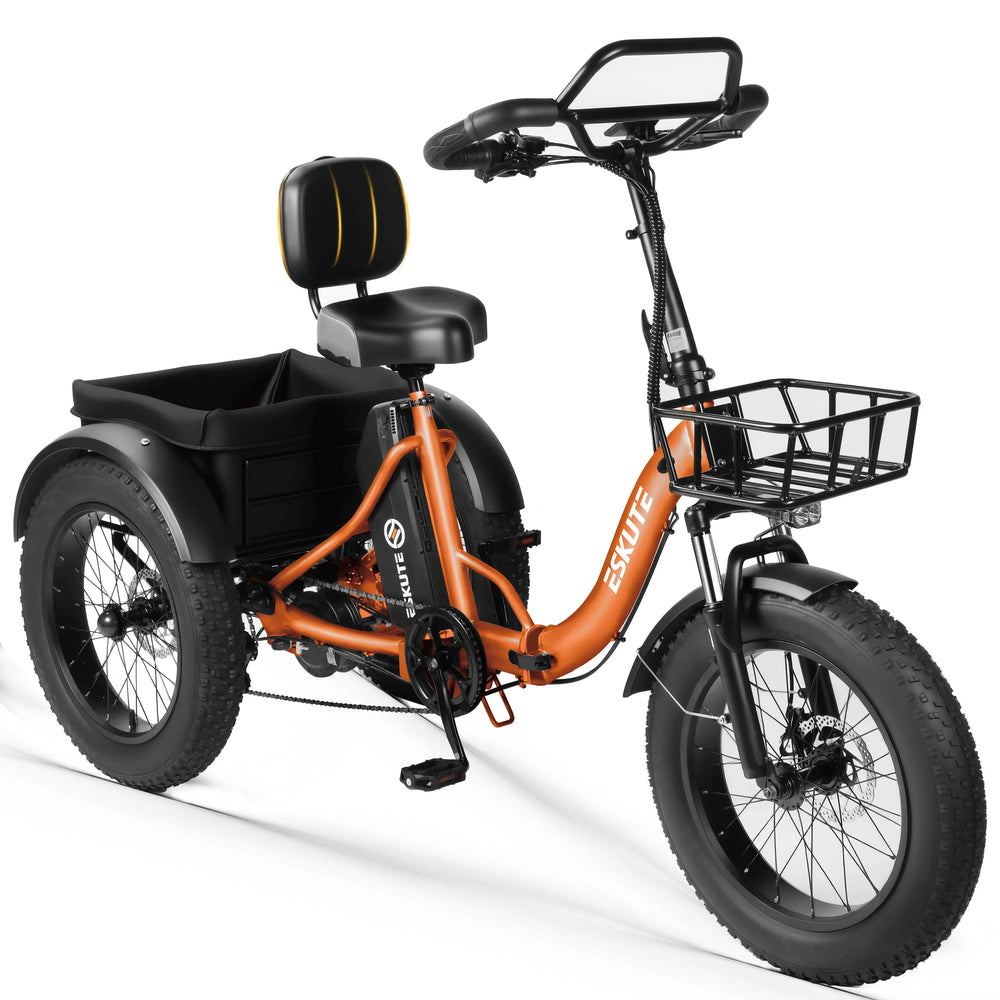 ESKUTE T300 Pro Electric Trike for Adults, 998.4Wh Battery, 1200W Peak Motor, 20"x4.0" Fat Tires, Foldable 3-Wheel E-Bike
