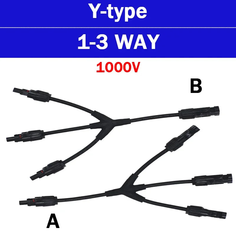 Photovoltaic Solar PV Connector Kit - Y/T Type, 30A 1000V, 3/4/5/6/7 Way Branch, for PV/MC Cable 2.5/4/6mm², Battery Module