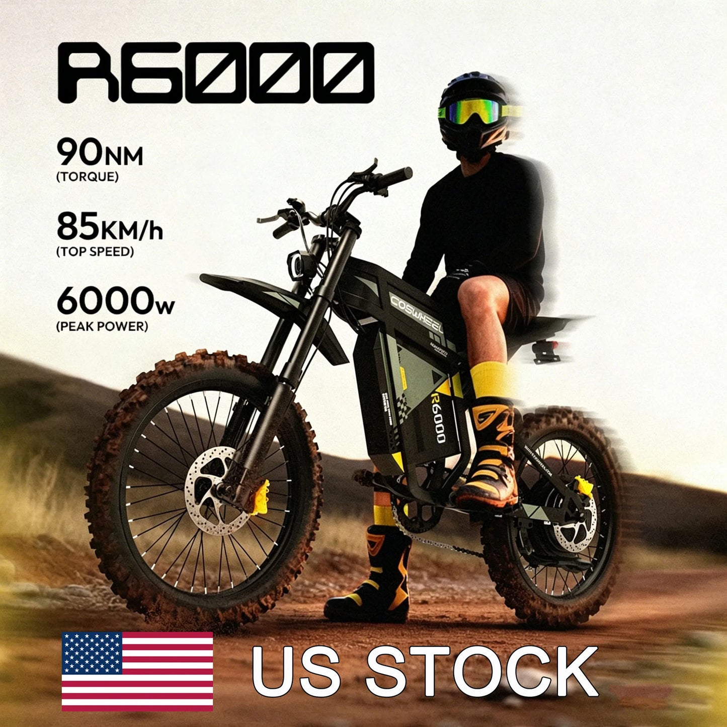 SLDBK R6000 Electric Dirt Bike Adult Electric Mountain Bike 6000W Motor 60V 30AH Ebike Off-Road Dual Suspension Electric Bicycle