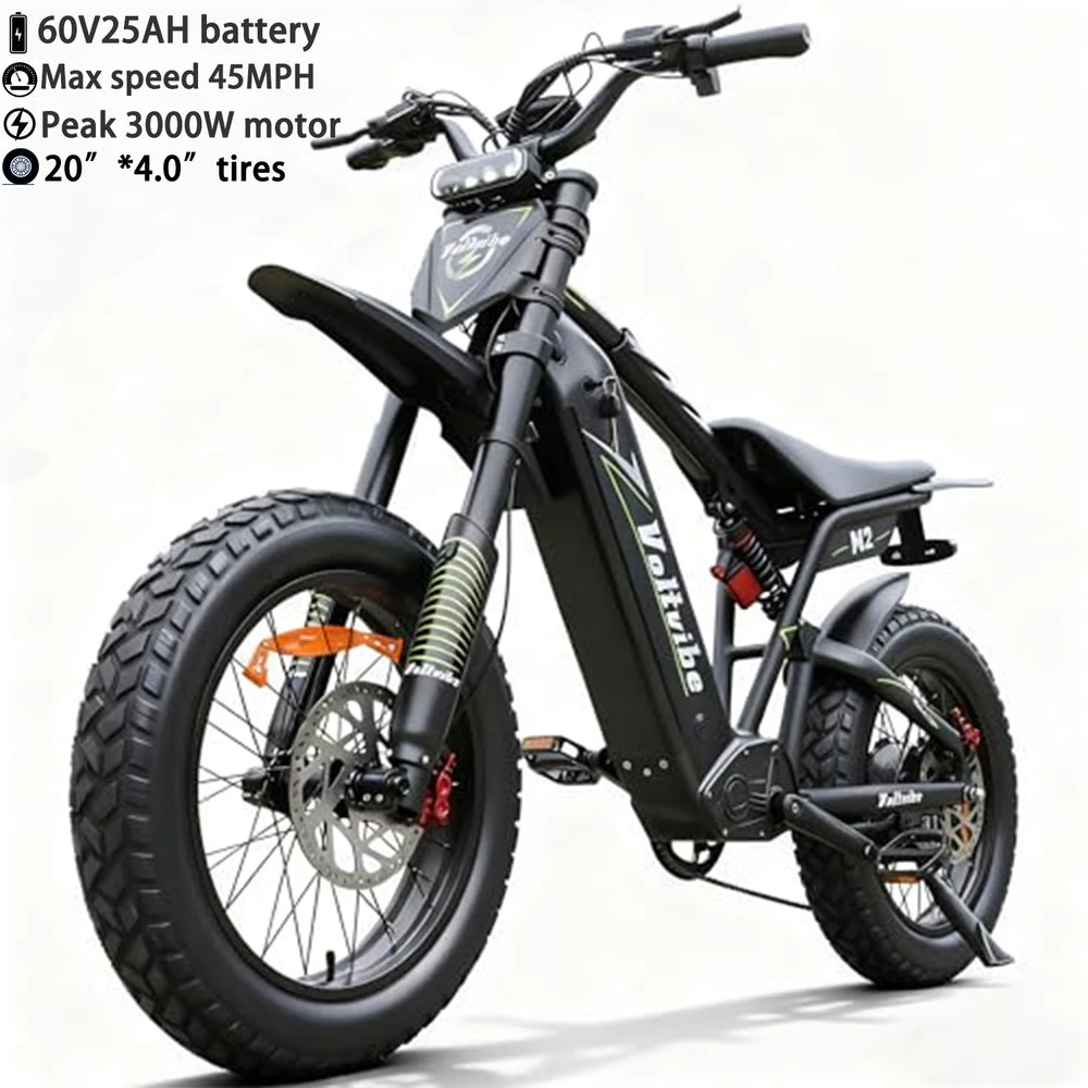BAOLUJIE Moto Electric Bicycle Peak 1500/3000/5000W  48V/52V/60V Battery 35-45MPH Electric Bike E-Bike Adult Electric Motorcycle