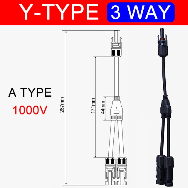 1Sets Photovoltaic Solar Connector 1000V 30A Male Female 3-Way 4-Way 5-Way Plug DC PV Y Type 1 To 2/3/4 Adapter