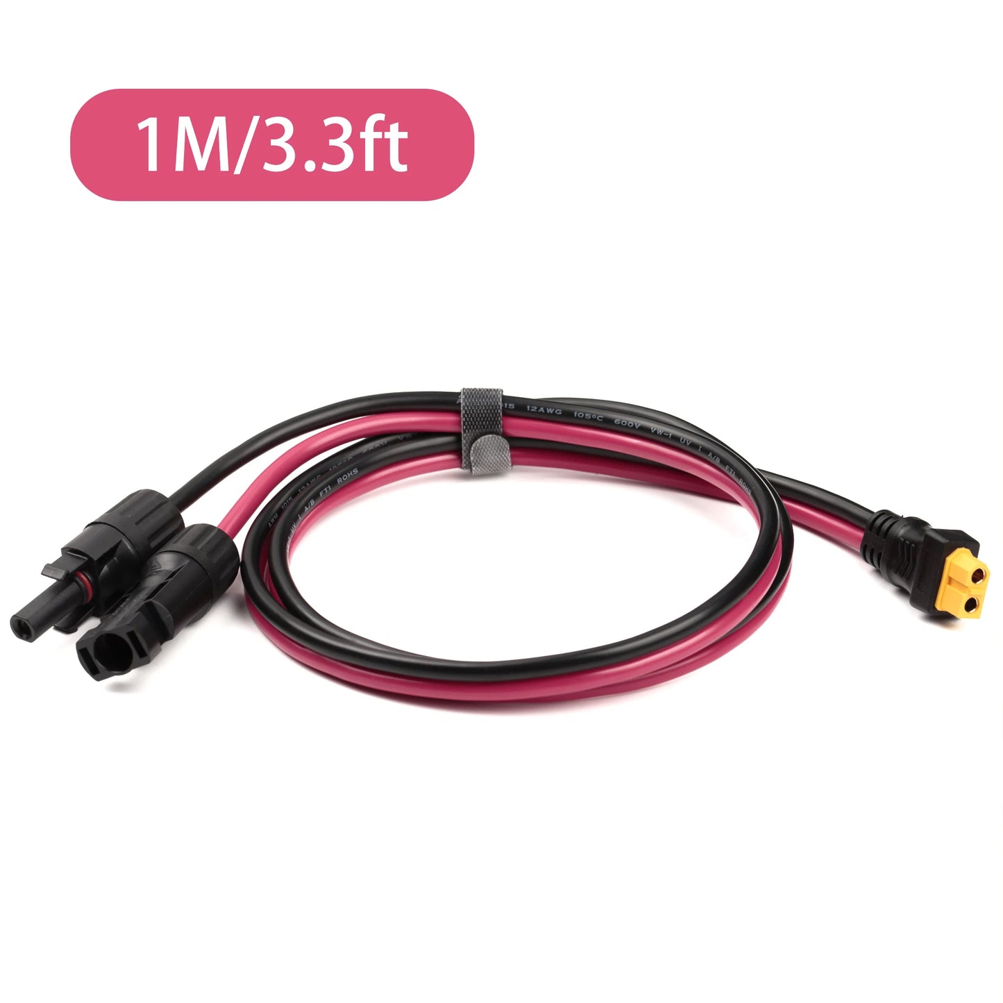 XT60 Female to Solar Panel Connector 12AWG Power Cord Energy Storage Charging Cable Photovoltaic Cells Solar System Accessories