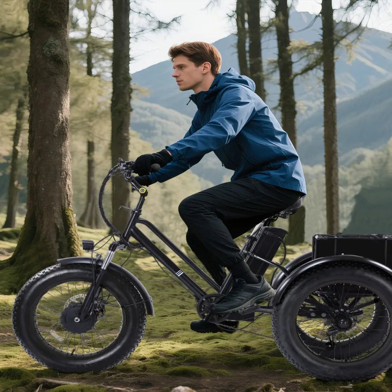 PEAK 1000W Foldable Electric Trike for Adults 50-Mile Range 48V 15AH Removable Battery&7-Speed Gearing 20"X4.1"Fat Tire Tricycle