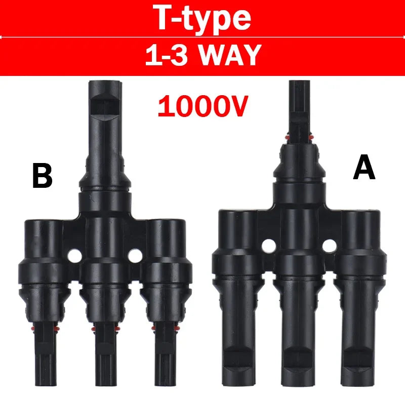 Photovoltaic Solar PV Connector Kit - Y/T Type, 30A 1000V, 3/4/5/6/7 Way Branch, for PV/MC Cable 2.5/4/6mm², Battery Module