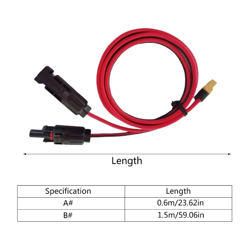 Solar to XT60 Extension Cable 12AWG for Mc-4 to XT60 Adapter Cable for XT60 Input Port Portable Power Station