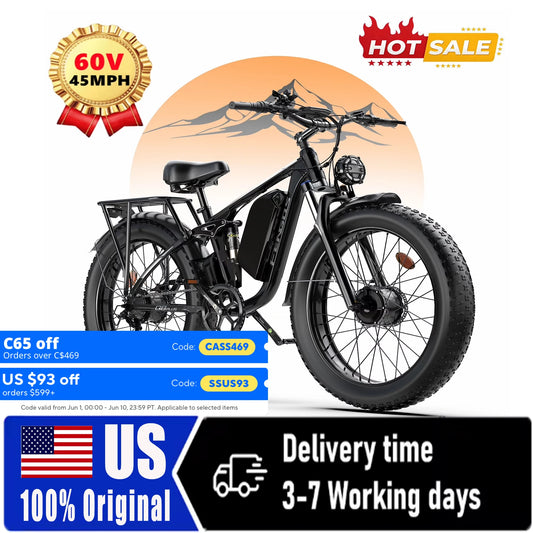 FENGQS Q8PLUS 6000W\5000W dual motor mountain electric vehicle 60V1200WH large battery, 100 kilometer range, hydraulic disc brake with turn signal.Fully shock-absorbing structure